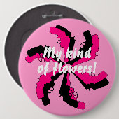 Pistool roze zwart Feminine Ronde Button 6,0 Cm (Voorkant /achterkant)