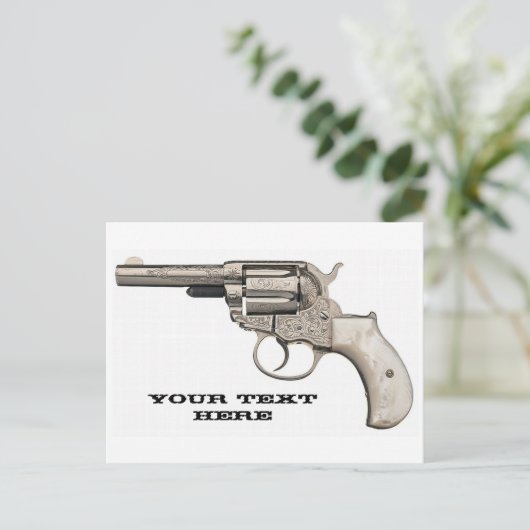  Pistool schiet een bericht weg Briefkaart (Staand voorkant)