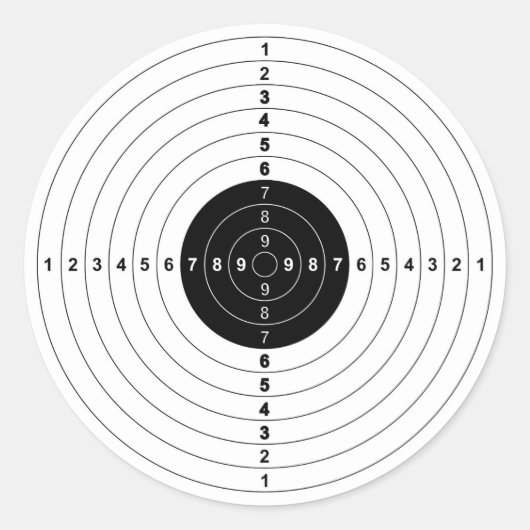 pistool schietend bereik stift oogdoelsymbool ronde sticker (Voorkant)