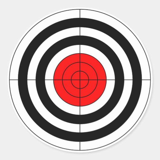 pistool schietend bereik stift oogdoelsymbool ronde sticker (Voorkant)