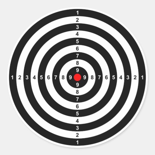 pistool schietend bereik stift oogdoelsymbool ronde sticker (Voorkant)