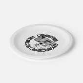 Pistool shooter illustratie papieren bordje (Gekanteld)