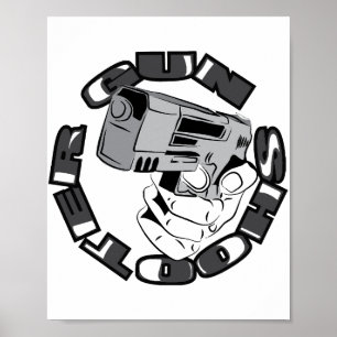 Pistool shooter illustratie poster
