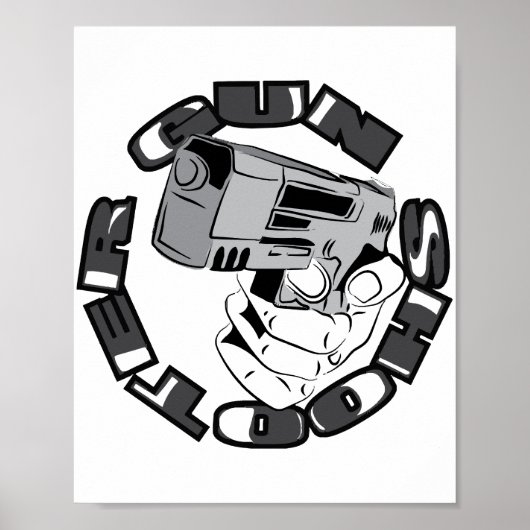Pistool shooter illustratie poster (Voorkant)