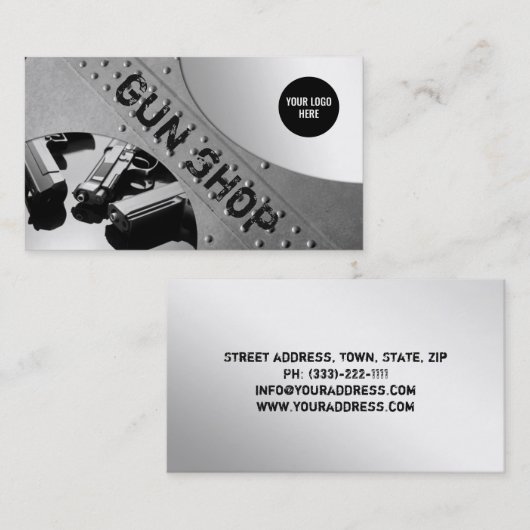Pistool Shop Metalen Achtergrond Visitekaartje (Voorkant / Achterkant)