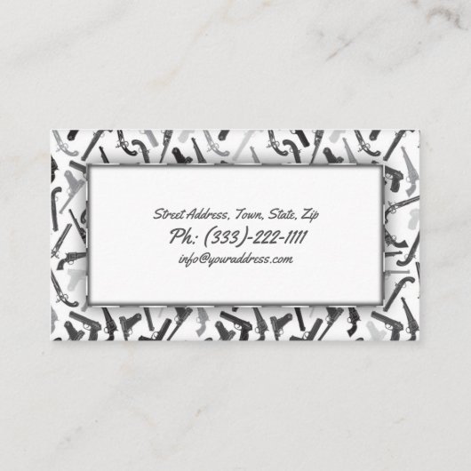 Pistool Shop Vuurwapenpatroon Eenvoudige Wit Grijz Visitekaartje (Achterkant)