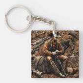 Pistool-slingerende cowboy: Wild West Portrait Sleutelhanger (Voorkant)
