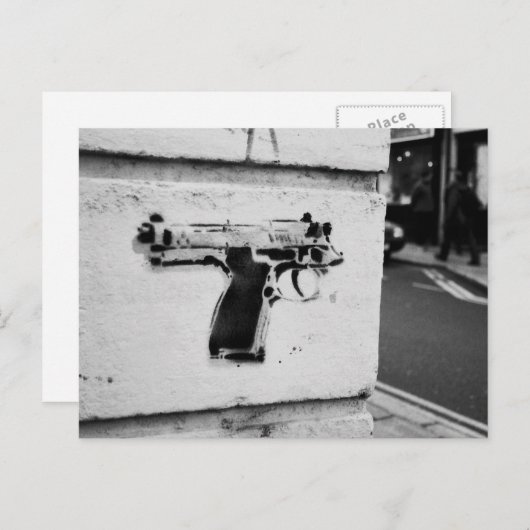 pistool stencil graffiti art briefkaart (Voorkant / Achterkant)