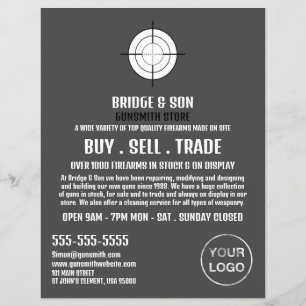Pistool Target, Gunsmith, Gunstore Adverteren Flyer