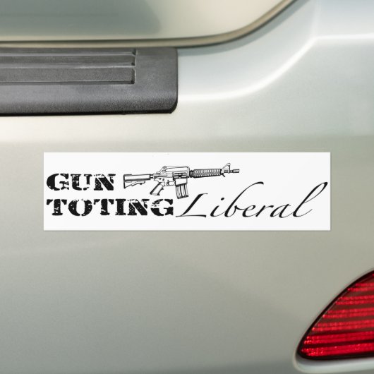Pistool Toting Liberal Bumpersticker (Op auto)