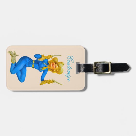 Pistool-toting Pin-up Cowgirl Thunder_Cove Bagagelabel (Voorkant horizontaal)
