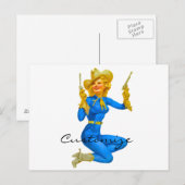 Pistool-toting Pin-up Cowgirl Thunder_Cove Briefkaart (Voorkant / Achterkant)
