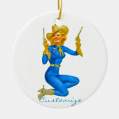 Pistool-toting Pin-up Cowgirl Thunder_Cove Keramisch Ornament (Voorkant)