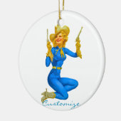 Pistool-toting Pin-up Cowgirl Thunder_Cove Keramisch Ornament (Links)