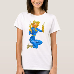 Pistool-toting Pin-up Cowgirl Thunder_Cove T-shirt