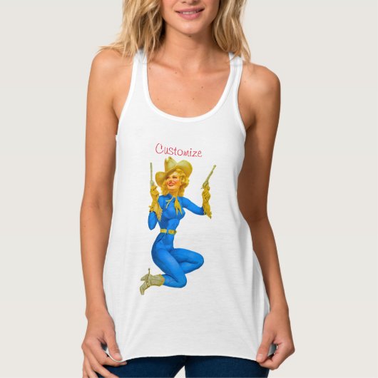 Pistool-toting Pin-up Cowgirl Thunder_Cove Tanktop (Voorkant)
