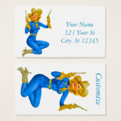 Pistool-toting Pin-up Cowgirl Thunder_Cove Visitekaartje (Voorkant /achterkant)