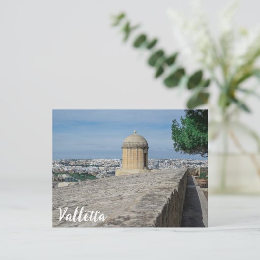 Pistool turret op de oude muren in Valletta, Malta Briefkaart (Staand voorkant)