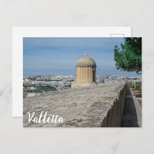 Pistool turret op de oude muren in Valletta, Malta Briefkaart (Voorkant / Achterkant)