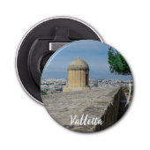 Pistool turret op de oude muren in Valletta, Malta Button Flesopener (Voorkant)