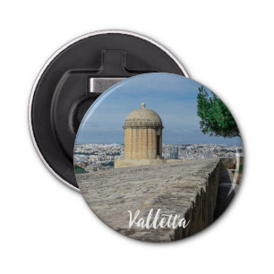 Pistool turret op de oude muren in Valletta, Malta Button Flesopener