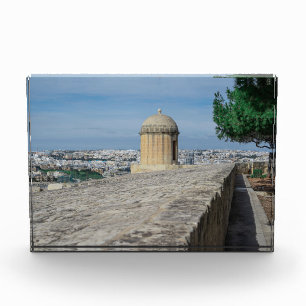 Pistool turret op de oude muren in Valletta, Malta Fotoblokken