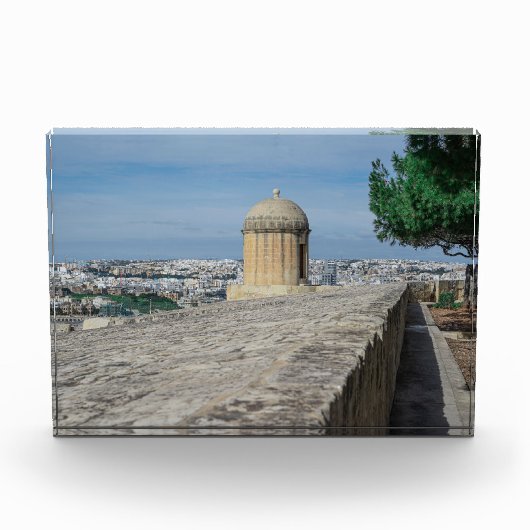 Pistool turret op de oude muren in Valletta, Malta Fotoblokken (Voorkant)