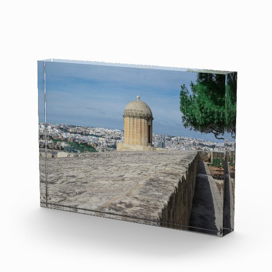 Pistool turret op de oude muren in Valletta, Malta Fotoblokken (Rechts)