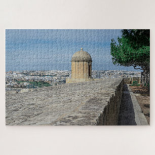 Pistool turret op de oude muren in Valletta, Malta Legpuzzel