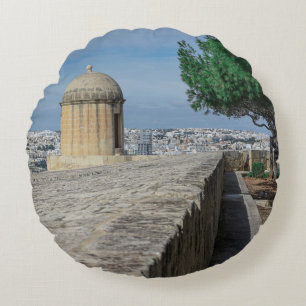 Pistool turret op de oude muren in Valletta, Malta Rond Kussen