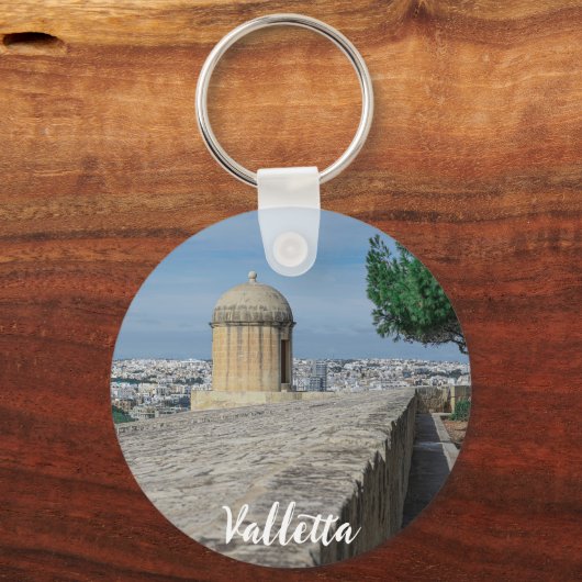 Pistool turret op de oude muren in Valletta, Malta Sleutelhanger (Voorkant)
