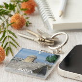 Pistool turret op de oude muren in Valletta, Malta Sleutelhanger (Voorkant Rechts)