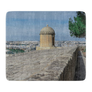 Pistool turret op de oude muren in Valletta, Malta Snijplank