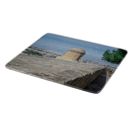 Pistool turret op de oude muren in Valletta, Malta Snijplank (Hoek)