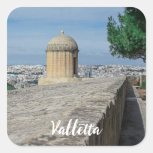 Pistool turret op de oude muren in Valletta, Malta Vierkante Sticker