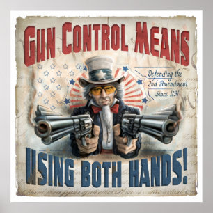 Pistool: twee handen gebruiken poster