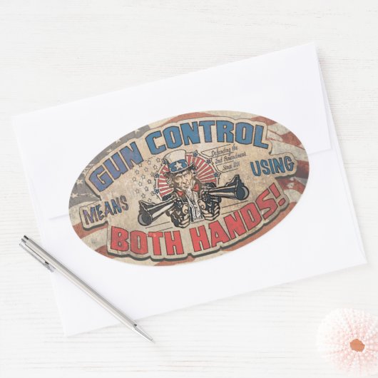 Pistool: tweeduizend Retro Ovale Sticker (Envelop)