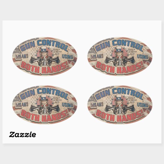 Pistool: tweeduizend Retro Ovale Sticker (Vel)