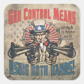 Pistool: tweeduizend Retro Vierkante Sticker (Voorkant)