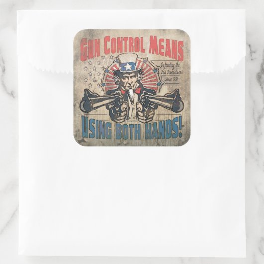 Pistool: tweeduizend Retro Vierkante Sticker (Tas)