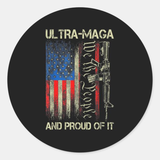 Pistool USA Flag Patriots Ultra MAGA en Prouwe Ronde Sticker (Voorkant)