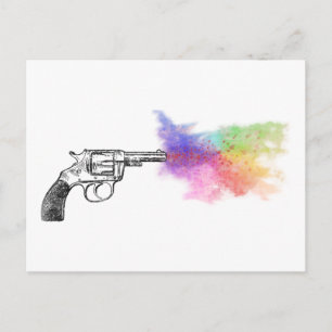 pistool van de liefde voor roken : regenboog : briefkaart