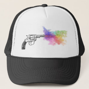 pistool van de liefde voor roken : regenboog : trucker pet