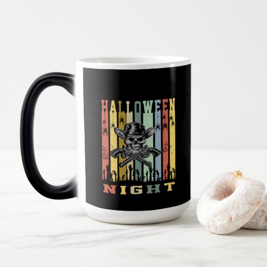 Pistool van de schedel, Halloween Night Magische Mok (Met donut)