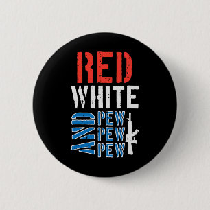 Pistool van Red White en Pewpew Funny 4 juli Ronde Button 5,7 Cm