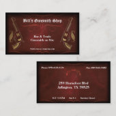 Pistool van Revolver en rood leder Visitekaartje (Voorkant / Achterkant)