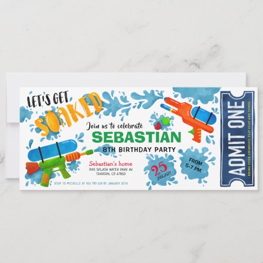 pistool verjaardagstaart kaart (Voorkant)