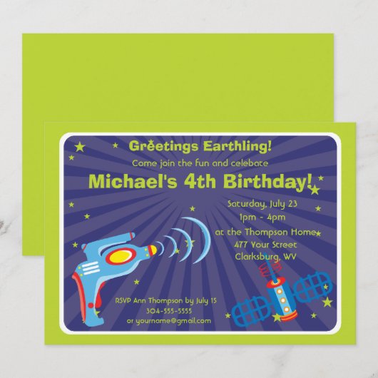 Pistool voor Alien Ray Kaart (Voorkant / Achterkant)