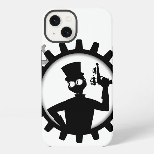 Pistool voor het vasthouden van Man van steampunk  iPhone Hoesje (Achterkant)
