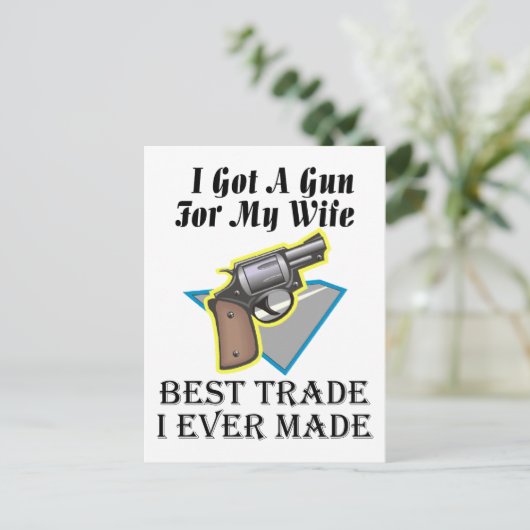 Pistool voor vrouw briefkaart (Staand voorkant)